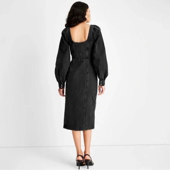 Future Collective Kahlana Barfield Black Denim Dress Size 4 - Picture 2 of 6